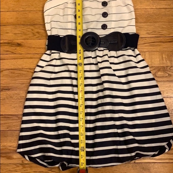 Strapless Striped Dress Off White and Navy Blue - Picture 10 of 15